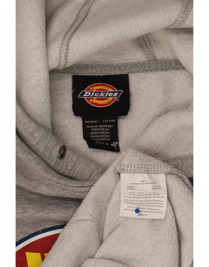 Suéter masculino com capuz gráfico DICKIES algodão manchado cinza médio