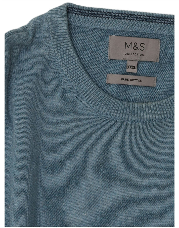 Suéter masculino Marks & Spencer com gola redonda 3XL algodão azul