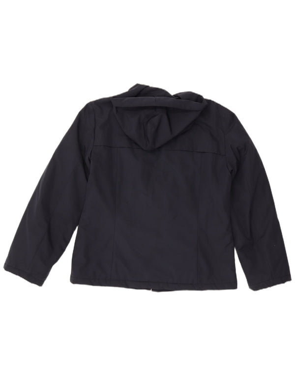 Jaqueta corta-vento feminina Marella com capuz UK 12 poliéster azul marinho médio