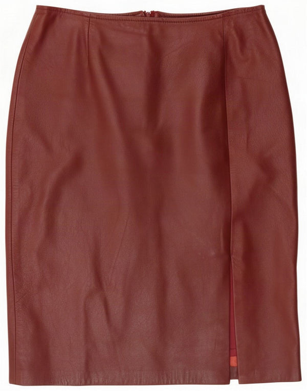 Saia de couro feminina vintage médio W30 Borgonha