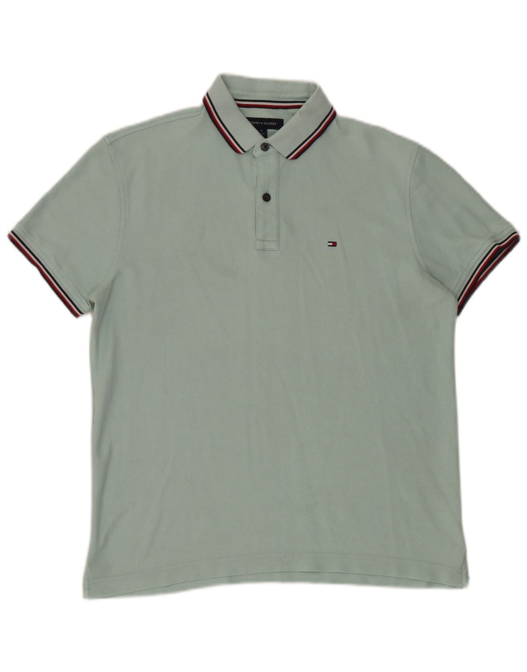 Camisa polo masculina Tommy Hilfiger Regular Fit algodão turquesa médio