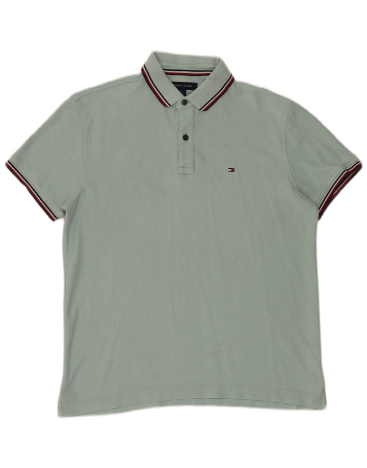 Camisa polo masculina Tommy Hilfiger Regular Fit algodão turquesa médio
