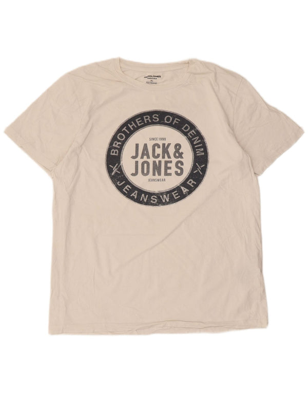 Camiseta gráfica masculina Jack & Jones Top XL algodão branco
