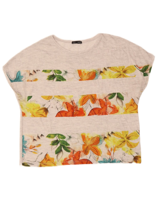 Camiseta feminina gráfica ZARA UK 10 pequena cinza floral