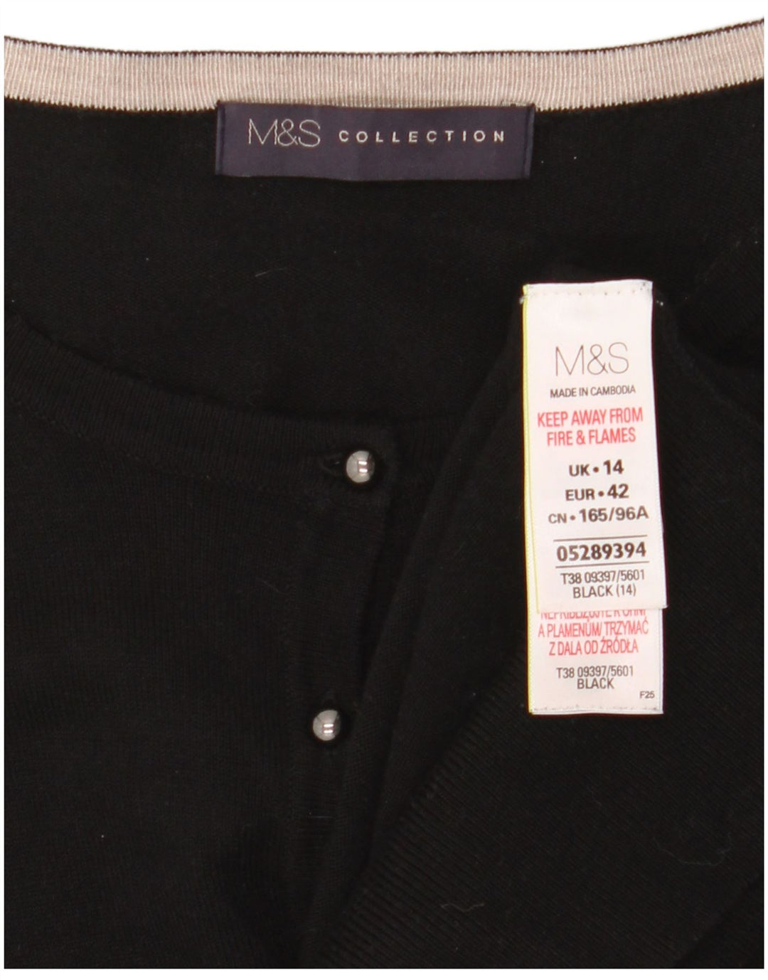 Suéter cardigã feminino Marks & Spencer UK 14 viscose preta média