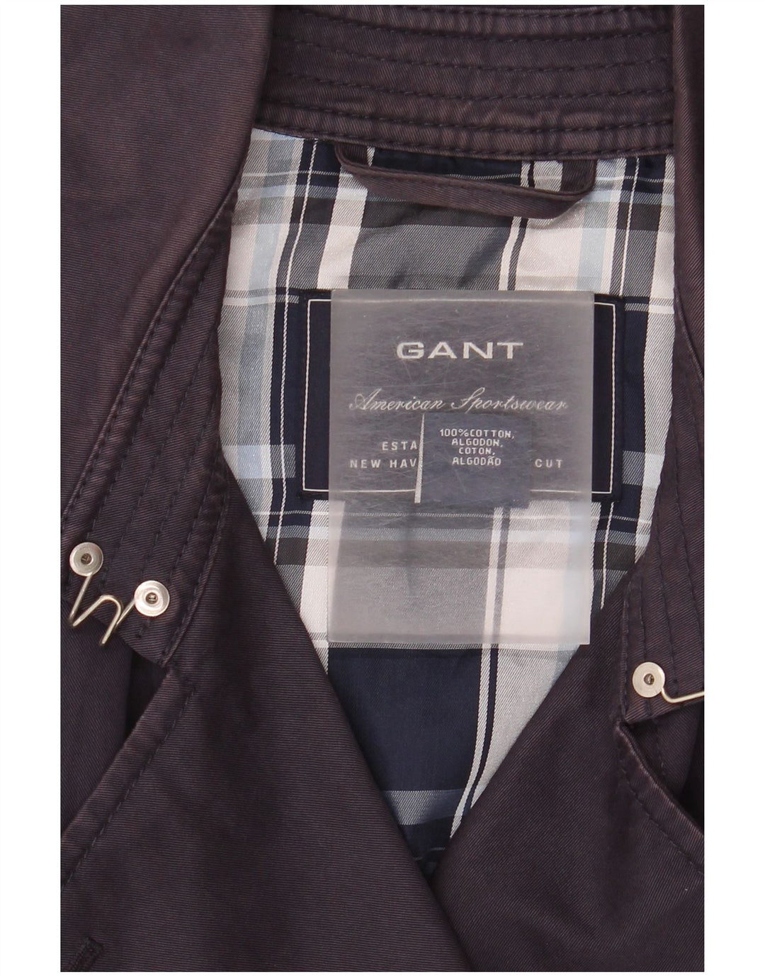 Gant Trench Coat feminino Reino Unido 14 algodão azul marinho médio