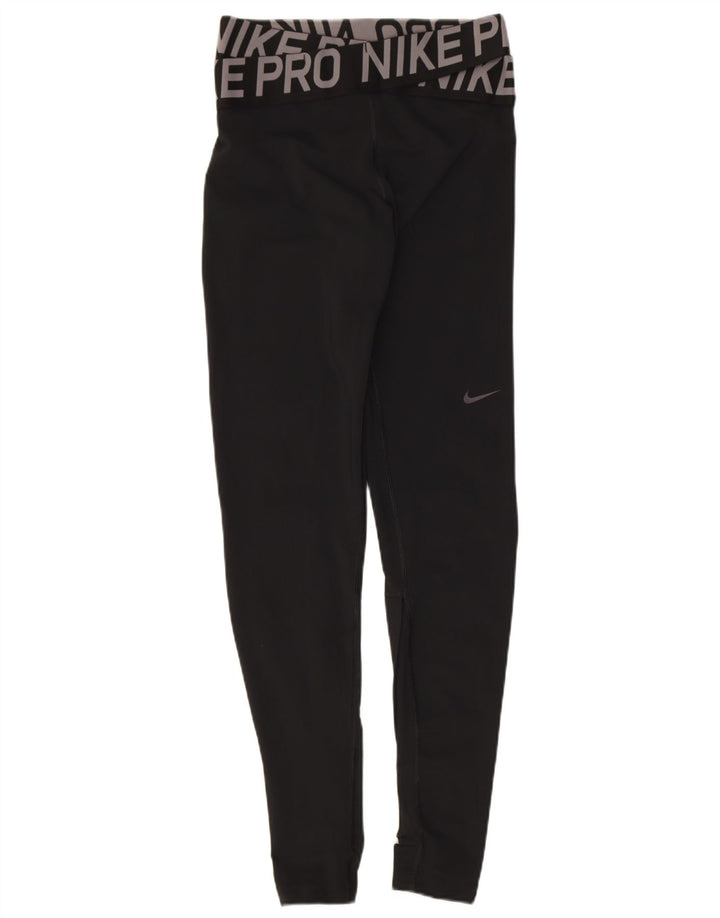 Leggings Nike Womens Dri Fit Graphic UK 8 Pequeno Poliéster Preto