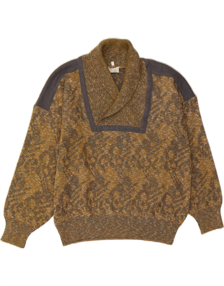 ALBA MODA Womens Shawl Neck Jumper Sweater IT 52 2XL Khaki Paisley Vintage Alba Moda and Second-Hand Alba Moda from Messina Hembry 