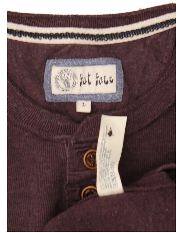 Fat Face Mens Top Manga Longa Grande Algodão Roxo
