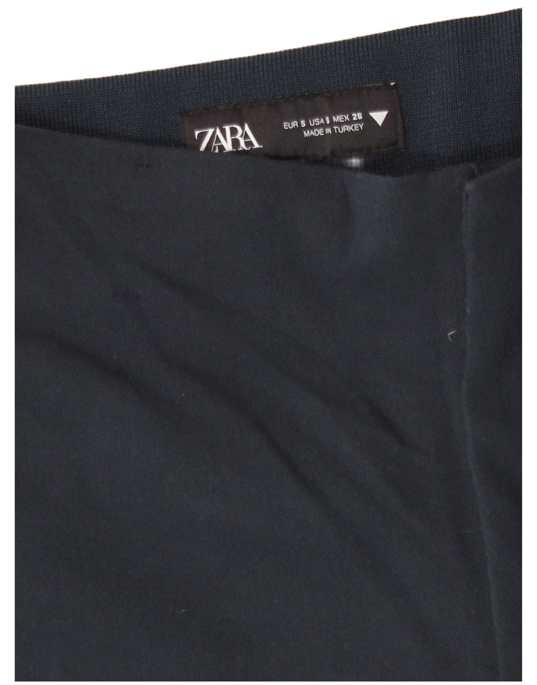 Calça capri feminina Zara pequena W26 L19 azul marinho viscose