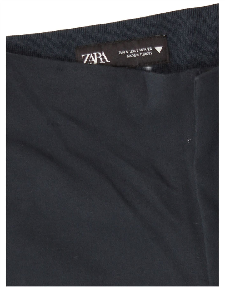 Calça capri feminina Zara pequena W26 L19 azul marinho viscose