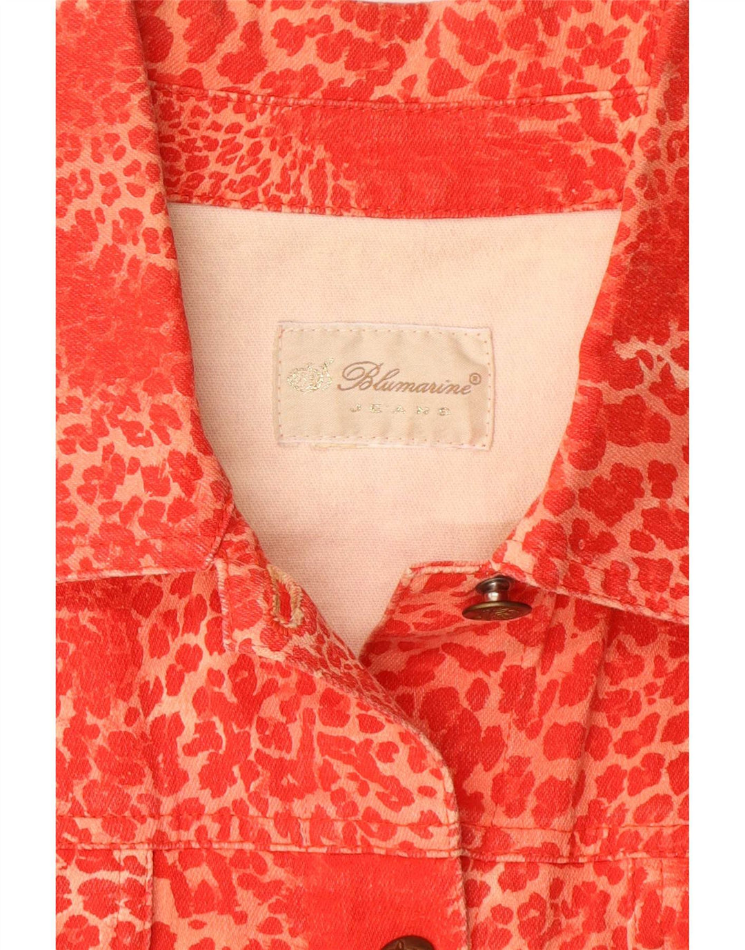 Jaqueta jeans feminina Blumarine IT 40 pequena estampa animal vermelha