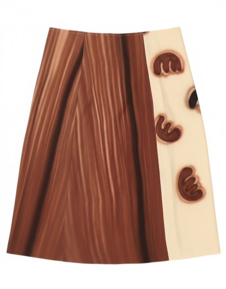 Saia vintage feminina linha A W30 bloco colorido branco médio