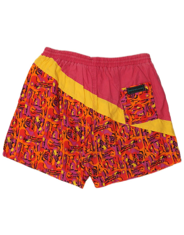 Shorts de natação masculino VINTAGE XL rosa algodão geométrico