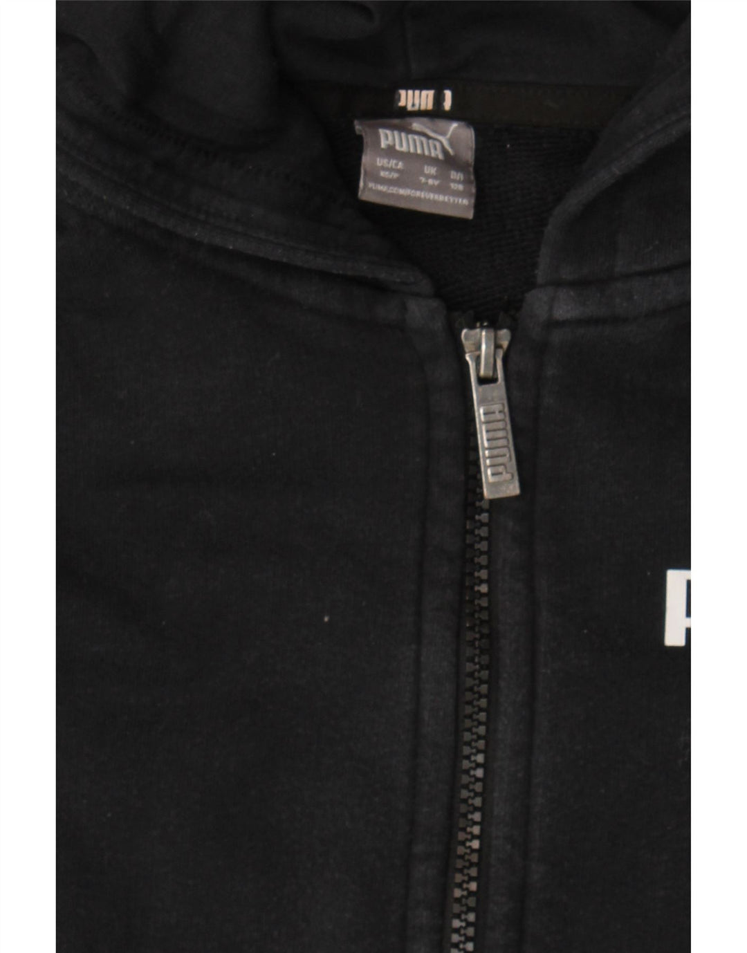 PUMA Boys Graphic Zip Hoodie Sweater 7-8 Years Black Cotton Vintage Puma and Second-Hand Puma from Messina Hembry 