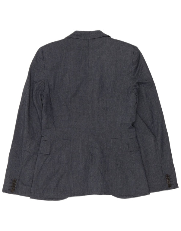 Jaqueta blazer feminina Zara com 1 botão Reino Unido 10 pequeno azul marinho poliéster