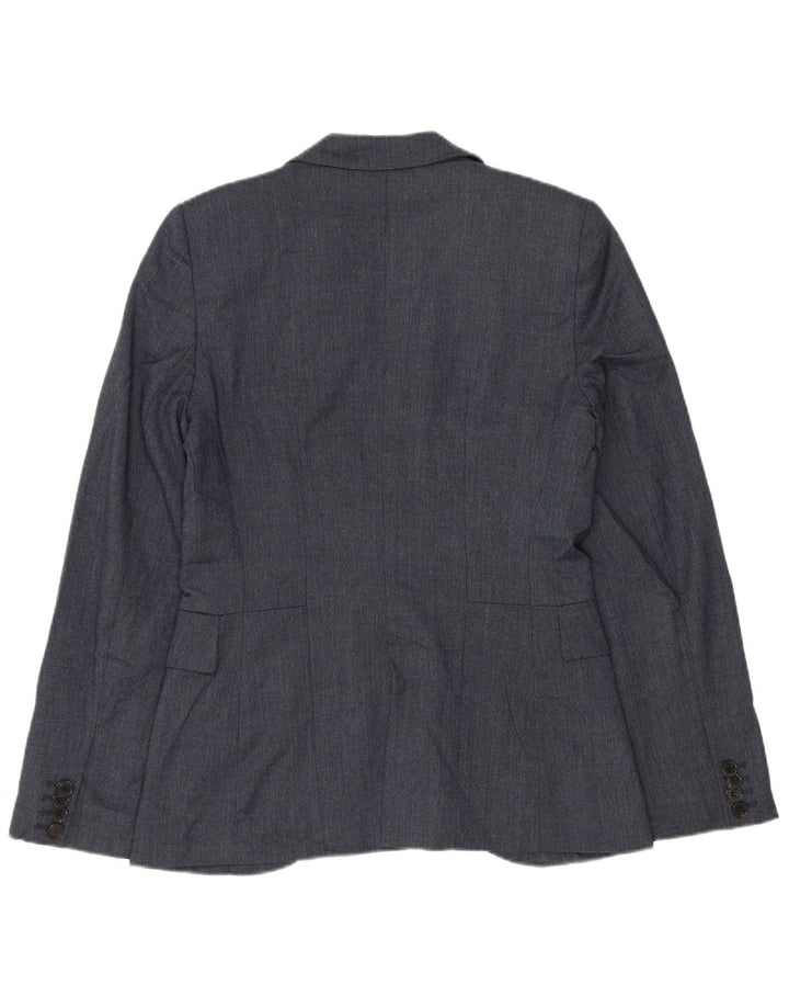 Jaqueta blazer feminina Zara com 1 botão Reino Unido 10 pequeno azul marinho poliéster