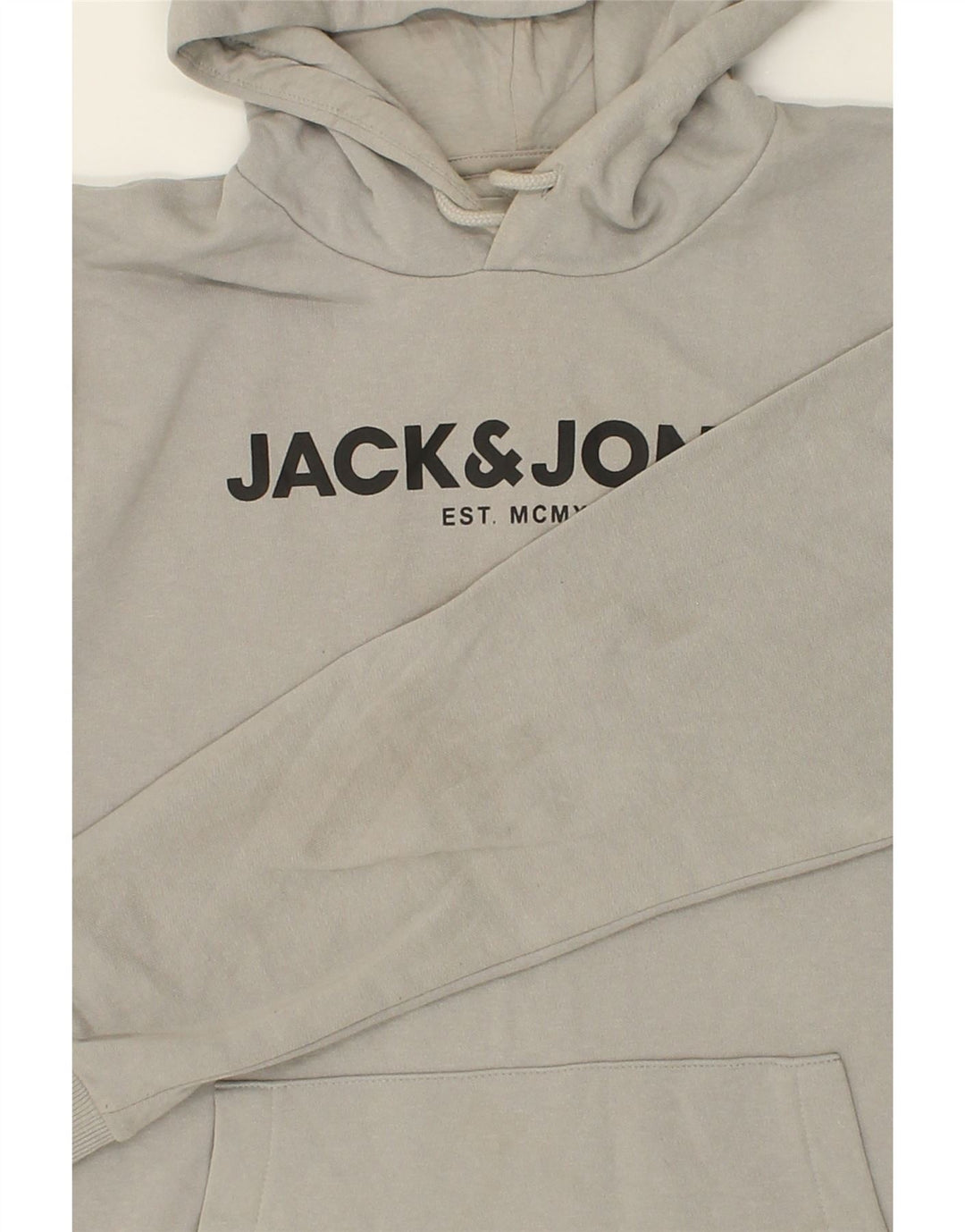 JACK & JONES Mens Graphic Hoodie Jumper Large Grey Cotton Vintage Jack & Jones and Second-Hand Jack & Jones from Messina Hembry 