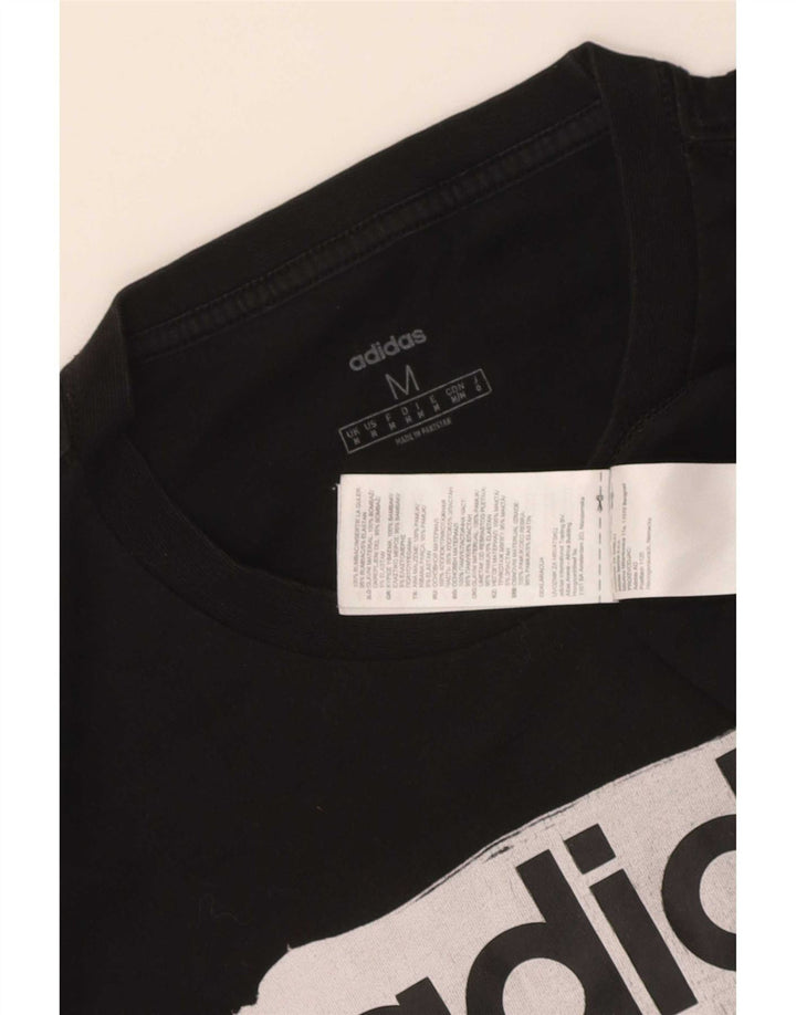 Adidas Mens Graphic T-Shirt Top Médio Algodão Preto