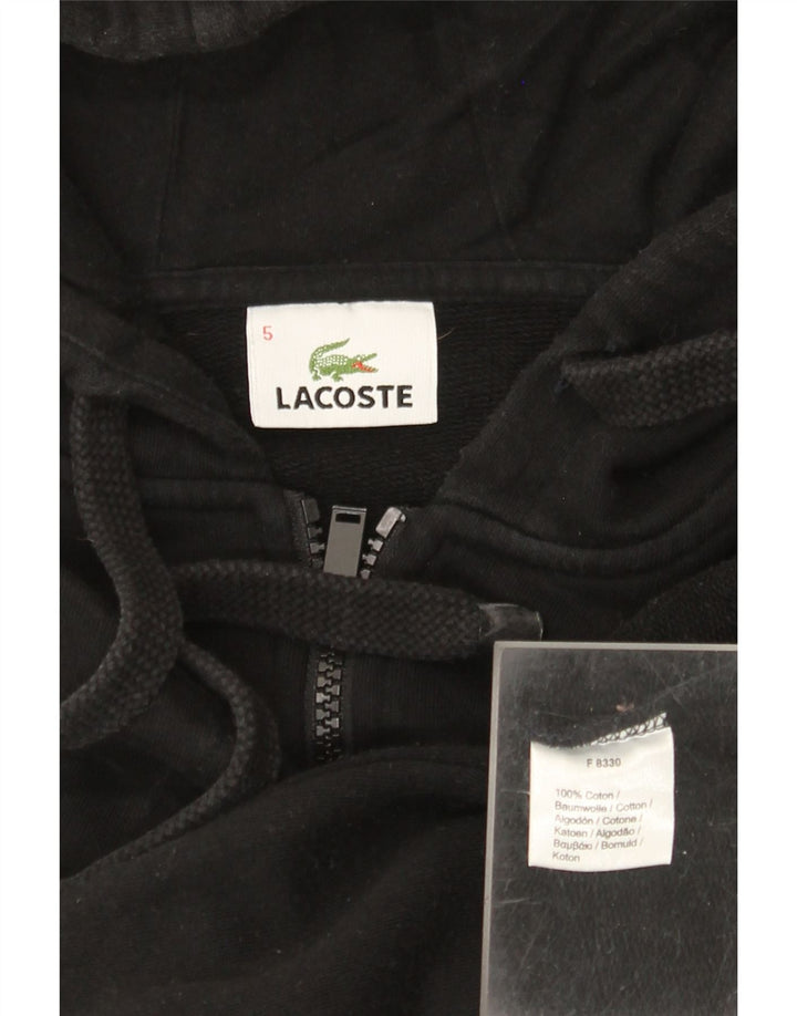 Suéter Lacoste masculino com capuz e zíper tamanho 5 grande algodão preto