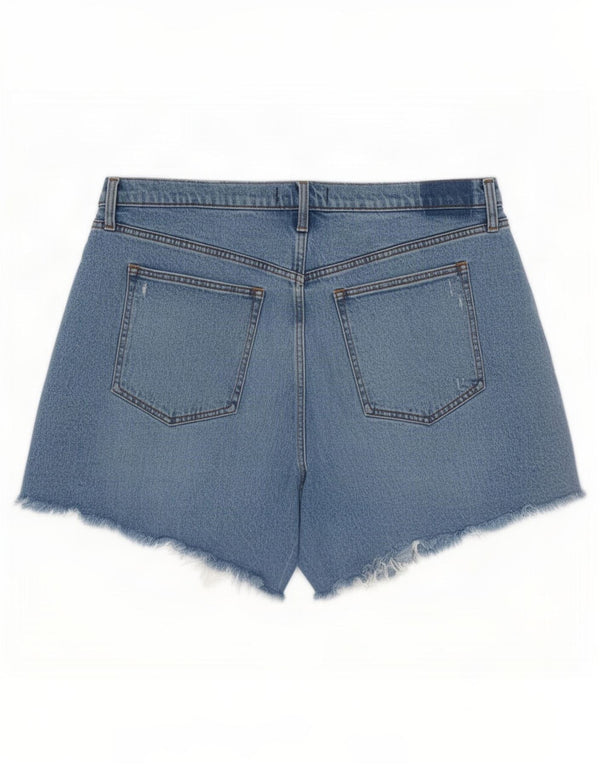 Shorts jeans feminino curva de cintura alta Abercrombie & Fitch US 18 2XL W34 azul