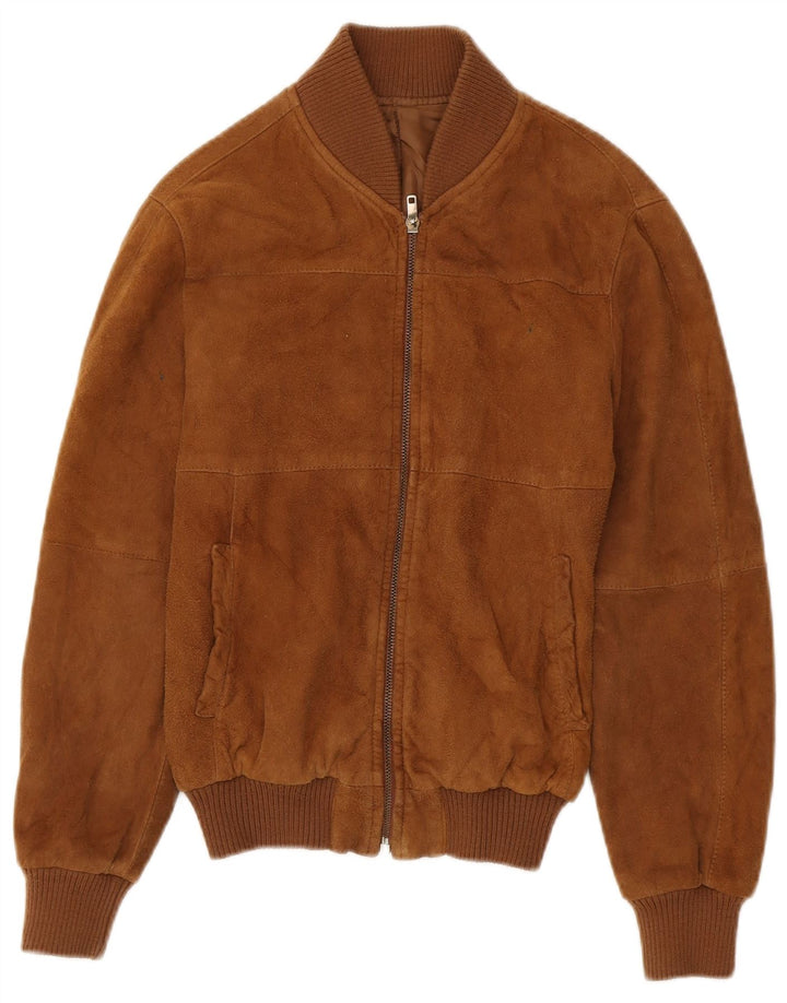 Jaqueta bomber feminina vintage de camurça IT 40 pequena marrom