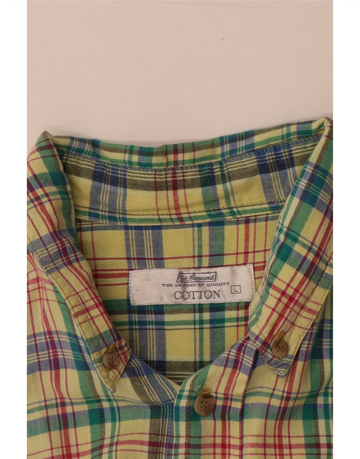 Camisa masculina de manga curta St. Bernard, grande algodão xadrez multicolorido