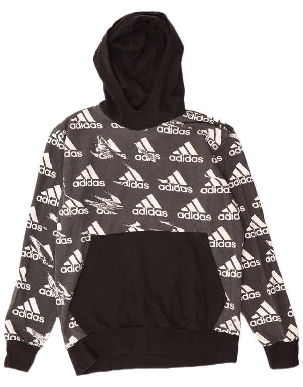 Adidas masculino gráfico moletom com capuz grande cinza colorblock algodão