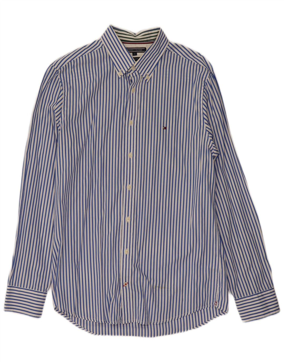 Camisa masculina TOMMY HILFIGER regular fit de algodão listrado azul médio