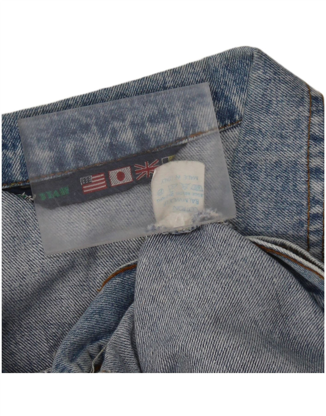 Jaqueta jeans feminina vintage Reino Unido 12 algodão azul médio