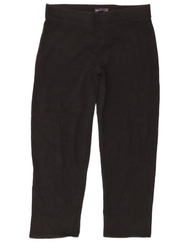 Leggings curtas femininas Marks & Spencer Reino Unido 16 grande algodão preto