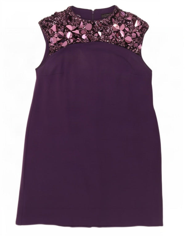 Vestido básico feminino sem mangas da Coast UK 12 viscose roxa média