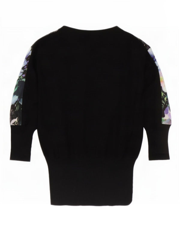 Blusa feminina Oasis oversized UK 6 XS preta floral viscose