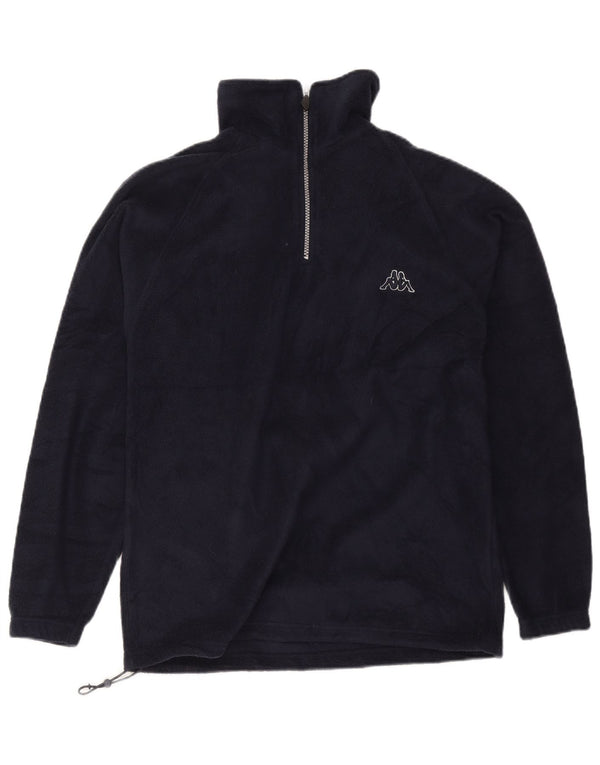 Kappa Mens Zip Neck Fleece Jumper Pequeno Azul Marinho Poliéster Esportes