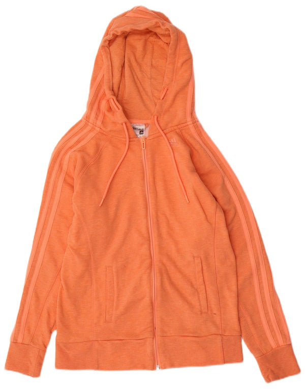 Adidas Womens Climalite Zip Hoodie Sweater UK 8/10 Pequeno Laranja Flecked