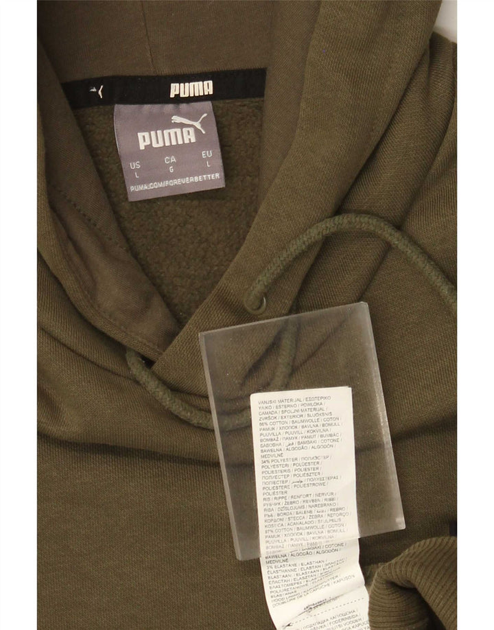 Puma Mens Hoodie Jumper Grande Algodão Cáqui
