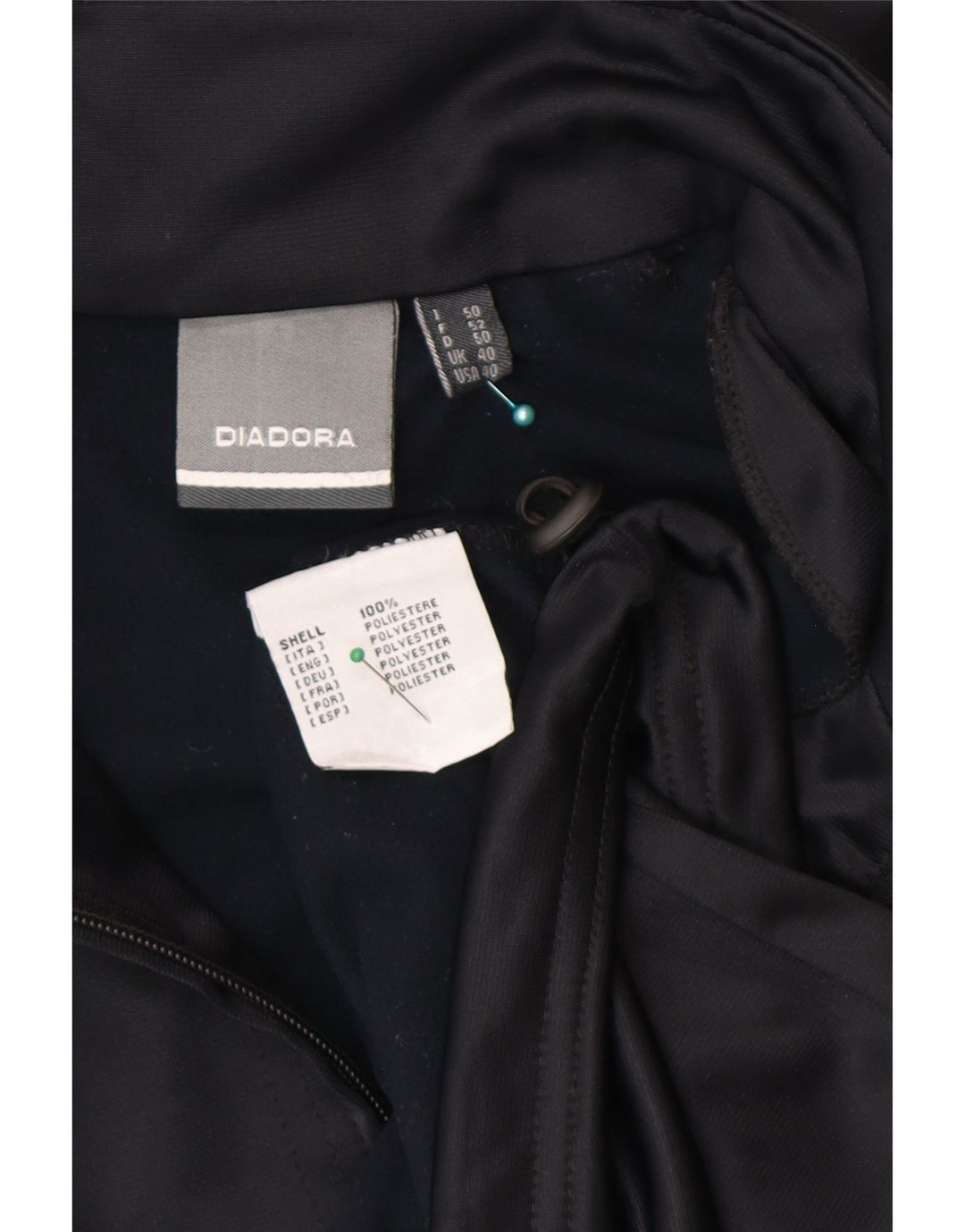 Diadora Mens Tracksuit Top Jacket UK 40 Poliéster Preto Médio