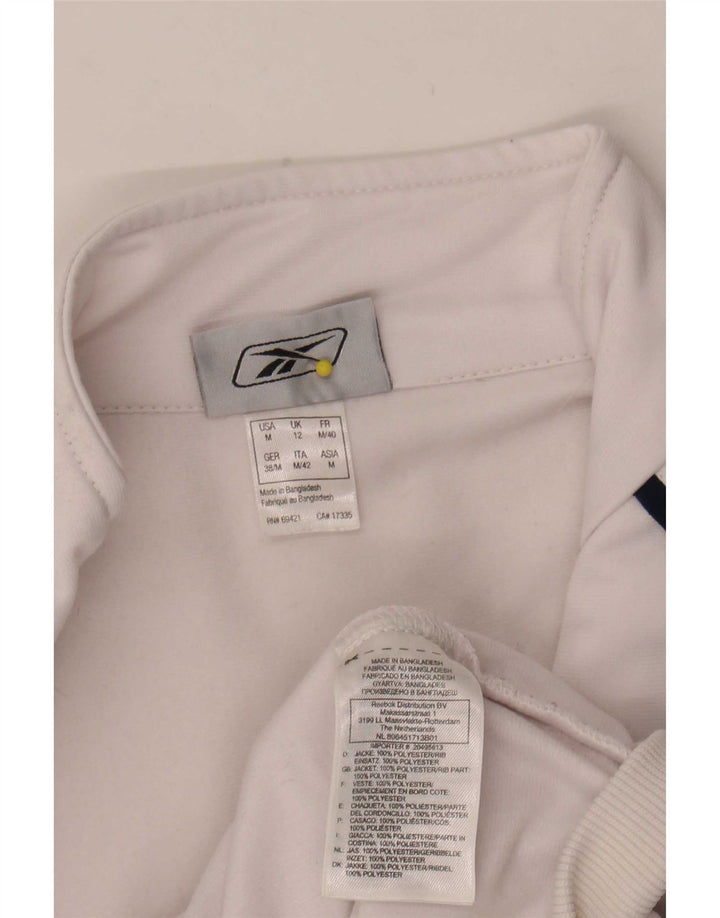 Reebok Womens Tracksuit Top Jacket UK 12 Médio Branco Colourblock Poliéster