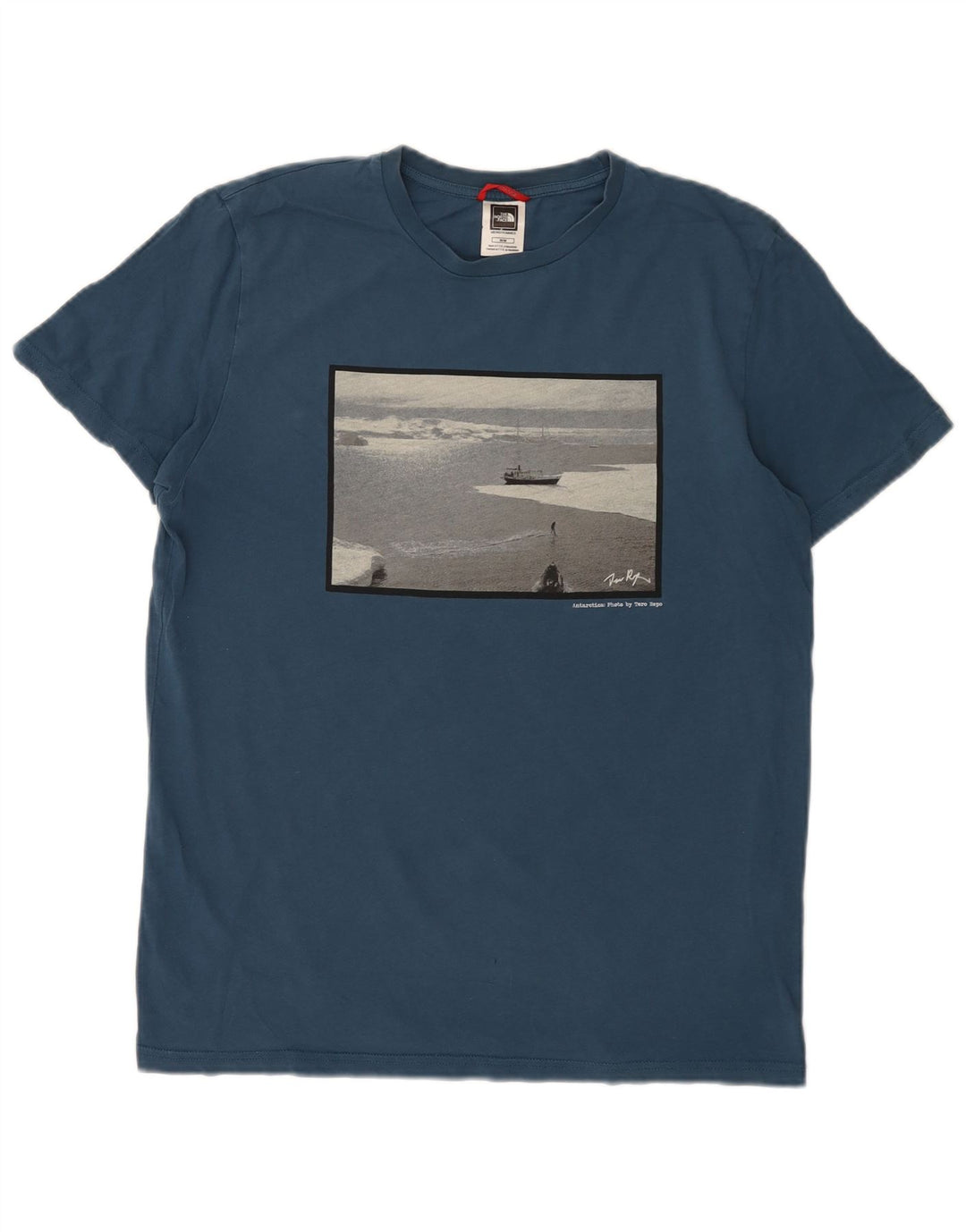 Camiseta gráfica masculina The North Face Top de algodão azul médio