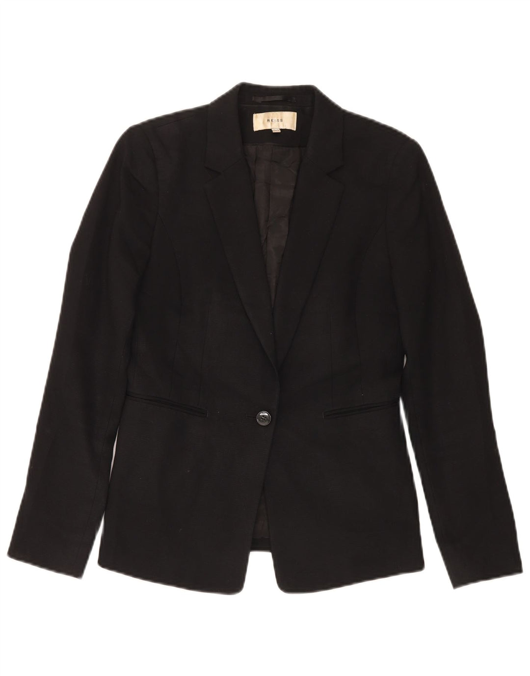 Jaqueta blazer feminina Reiss com 1 botão Reino Unido 10 pequena lã preta