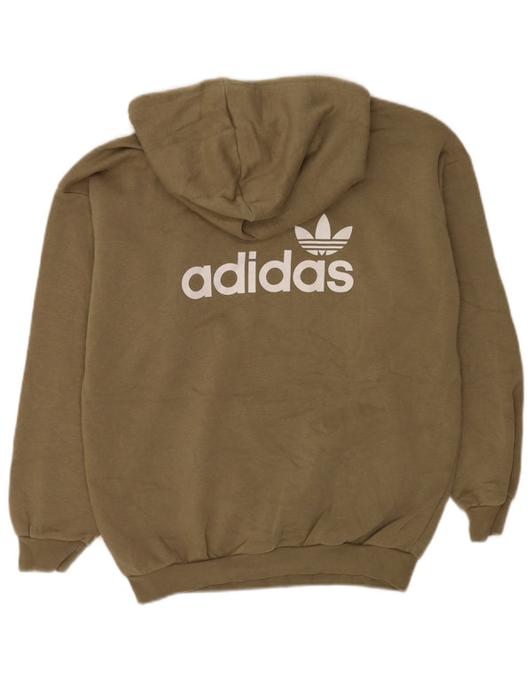 Adidas Womens Loose Fit Hoodie Jumper Reino Unido 14 Médio Algodão Verde