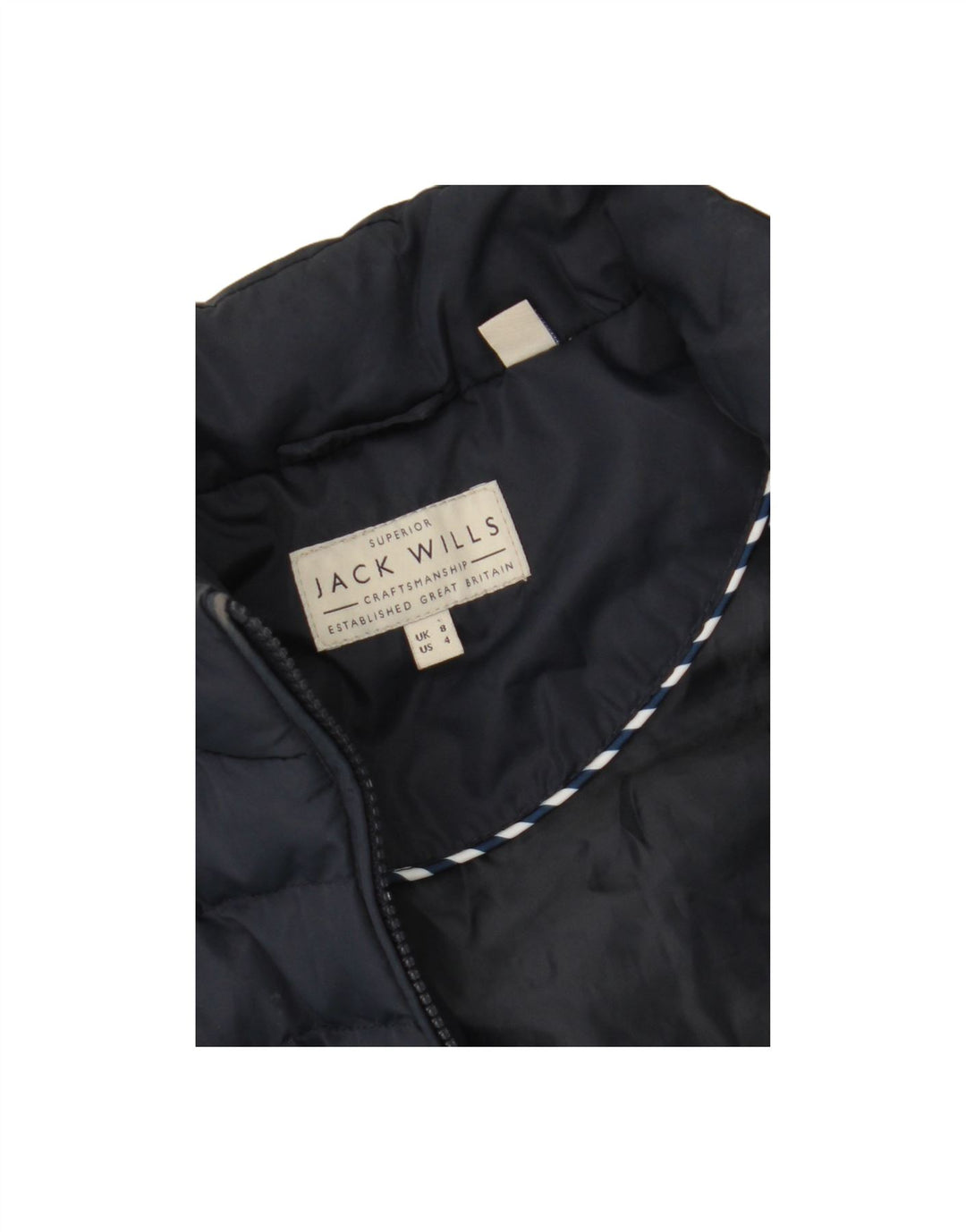 Colete acolchoado feminino JACK WILLS UK 8 pequeno azul marinho