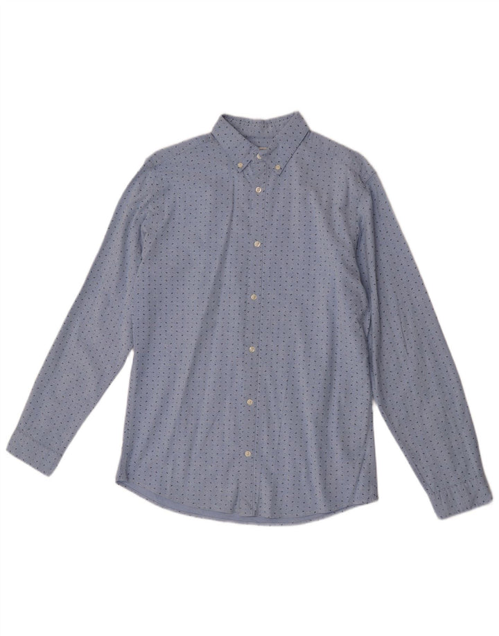 Camisa masculina Slim Fit Jack & Jones de algodão manchado azul médio
