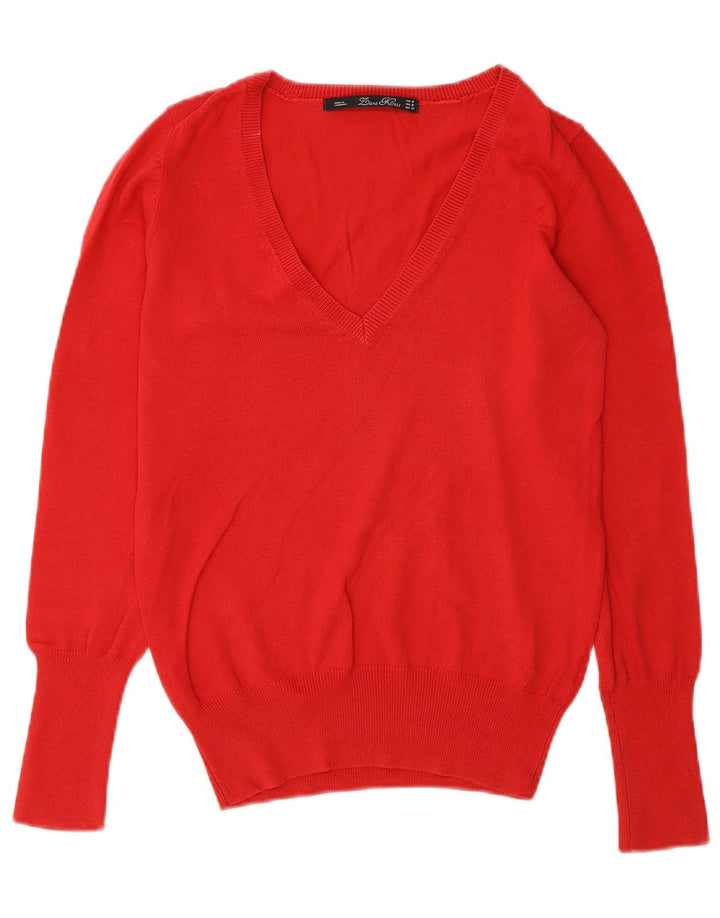 Suéter feminino Zara com decote em V Reino Unido 12 médio laranja