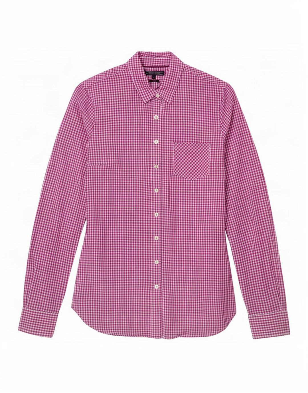 Camisa justa feminina Tommy Hilfiger US 6 médio roxo algodão guingão
