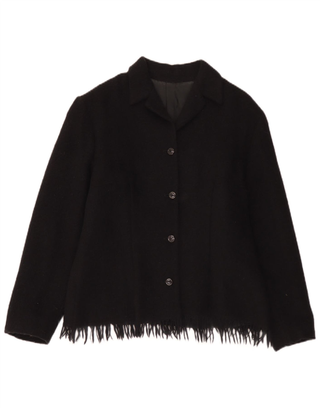 Jaqueta blazer feminina vintage de 4 botões Reino Unido 12 lã preta média