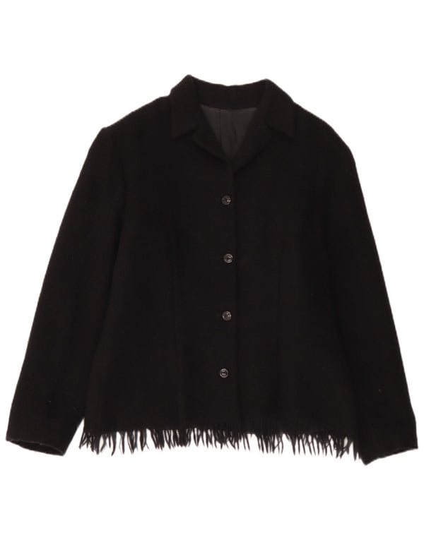 Jaqueta blazer feminina vintage de 4 botões Reino Unido 12 lã preta média
