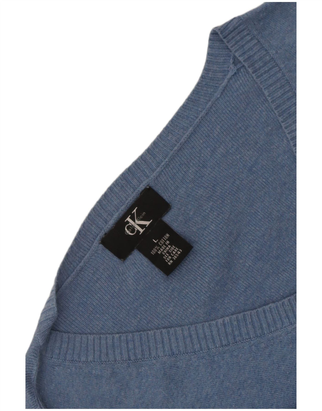 Suéter masculino Calvin Klein com decote em V grande algodão azul