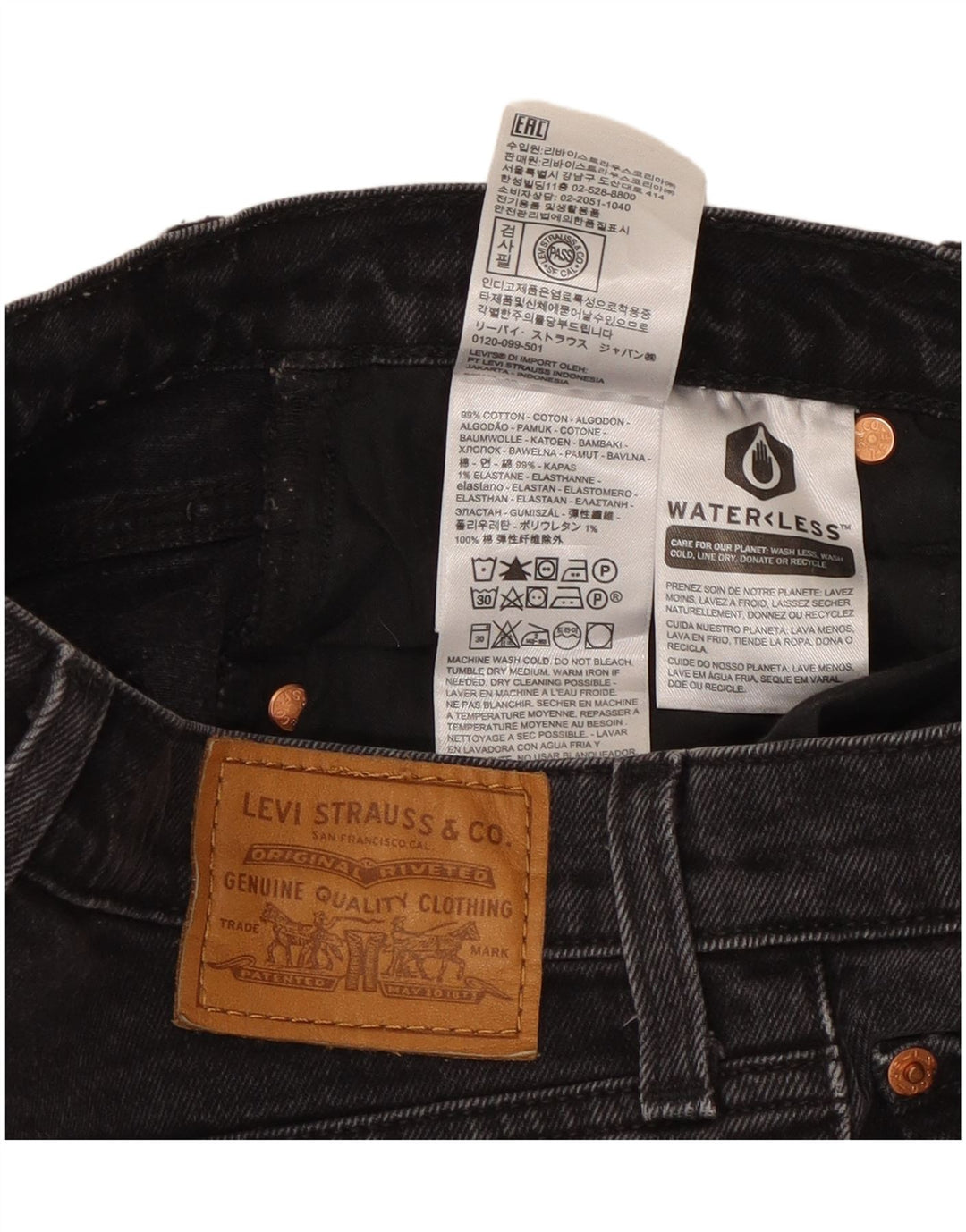 Shorts jeans feminino Levi's W29 médio algodão preto