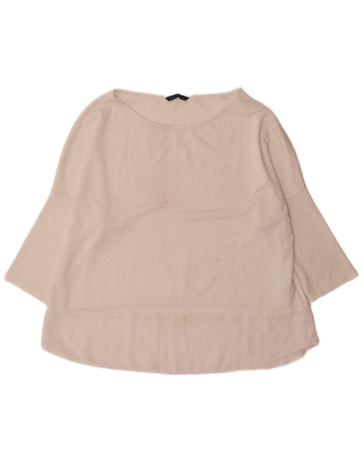 Top feminino Marks & Spencer manga 3/4 UK 18 XL poliéster branco